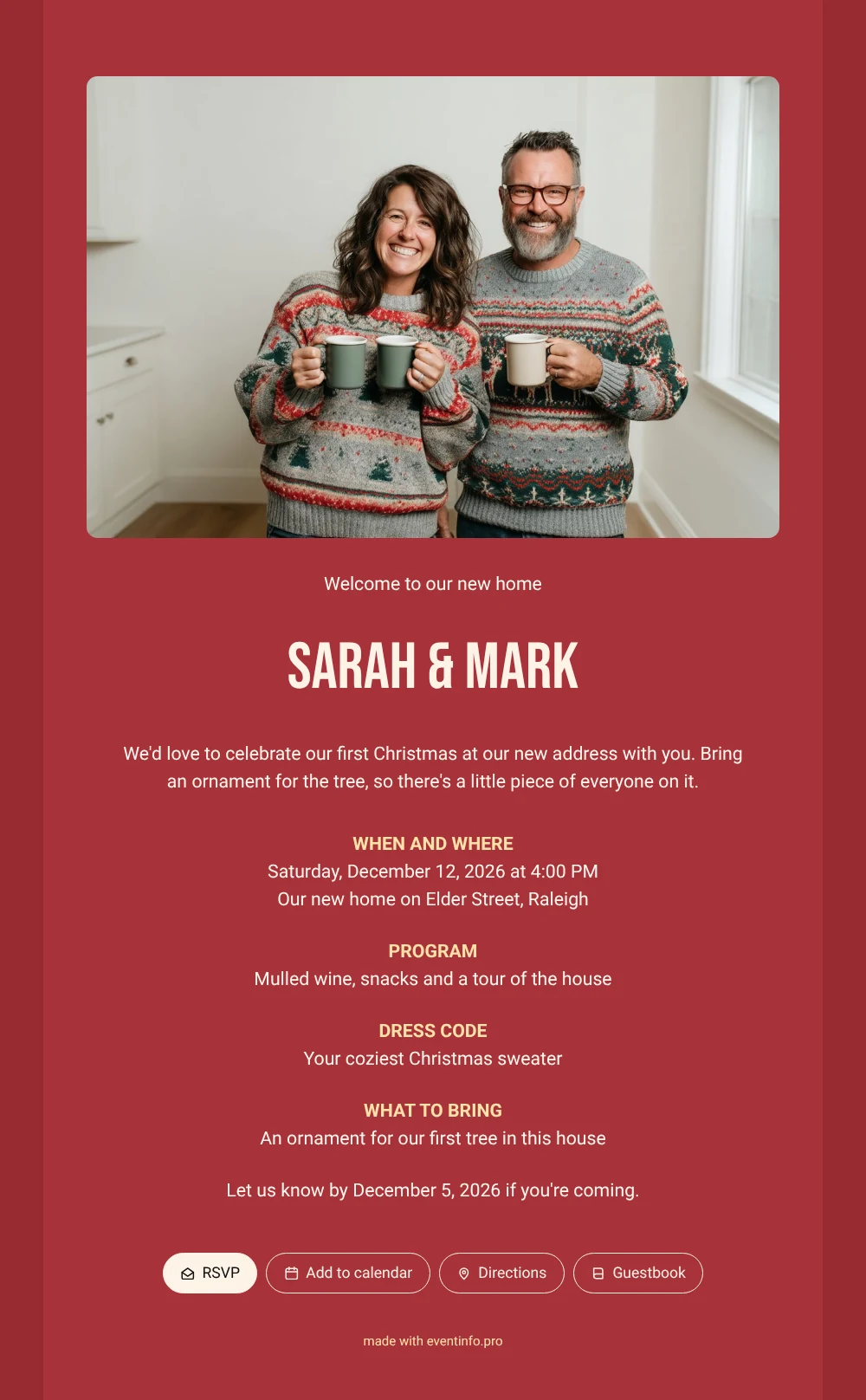 Make a bold red housewarming invitation &ndash; example 1