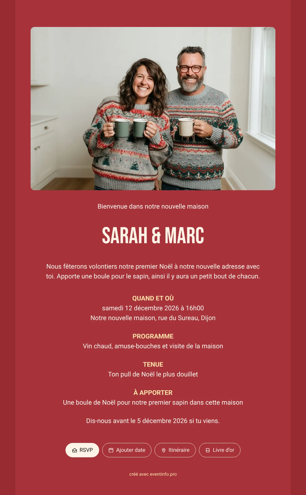 Créer une invitation de crémaillère rouge &ndash; exemple 1