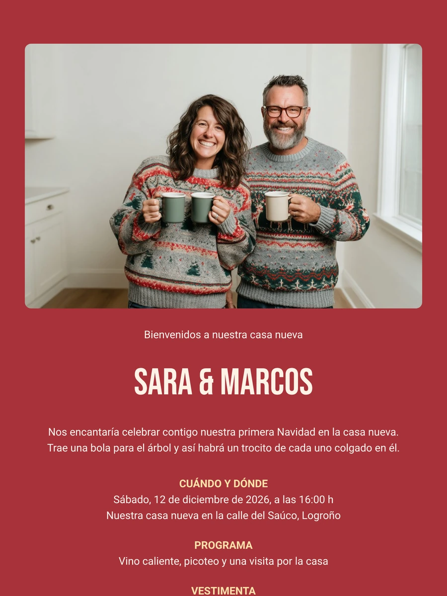 Crea una invitación roja para estrenar casa