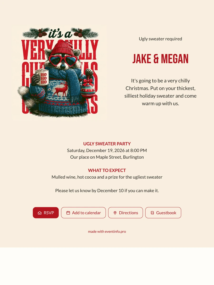 Make a raccoon sweater night invitation