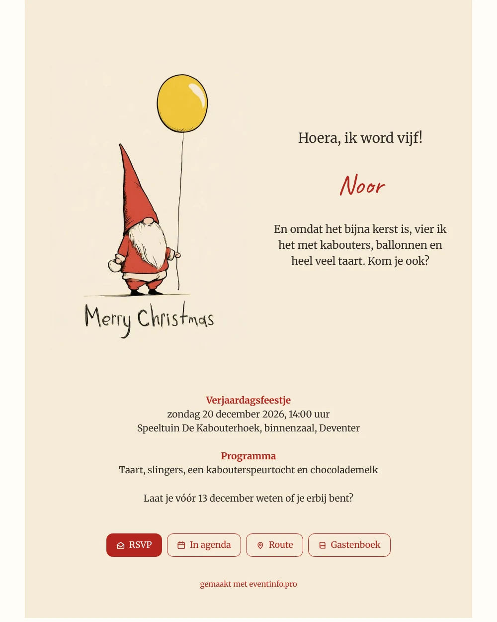Maak een kerstverjaardagskaart voor een vijfjarige &ndash; voorbeeld 1