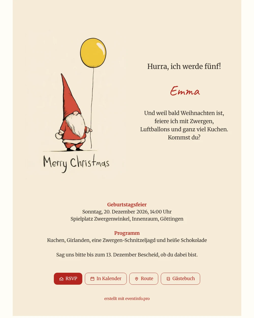 Gestalte eine Weihnachts-Geburtstagskarte für einen Fünfjährigen &ndash; Beispiel 1