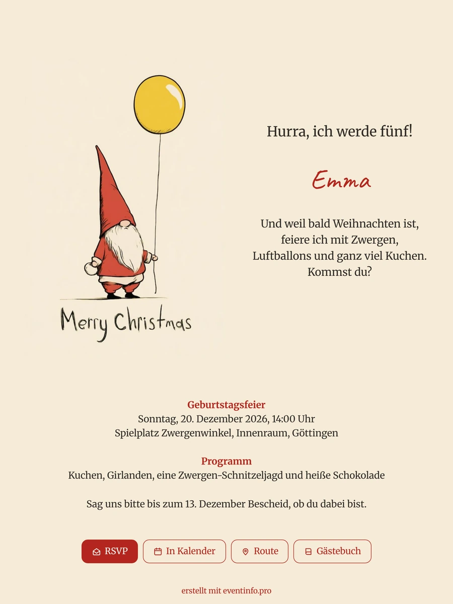 Gestalte eine Weihnachts-Geburtstagskarte für einen Fünfjährigen