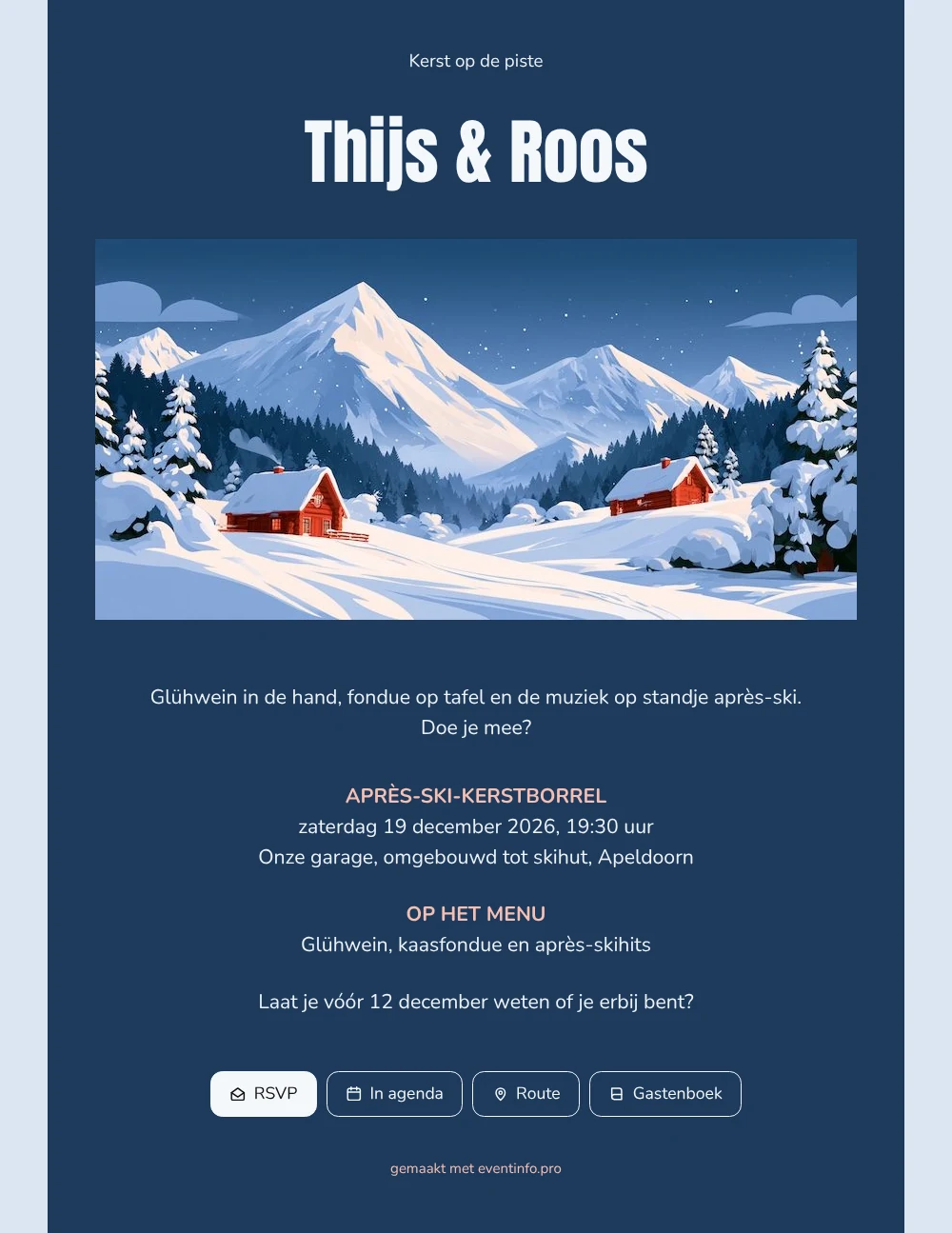 Maak een gezellige après-ski-uitnodiging voor kerst &ndash; voorbeeld 1