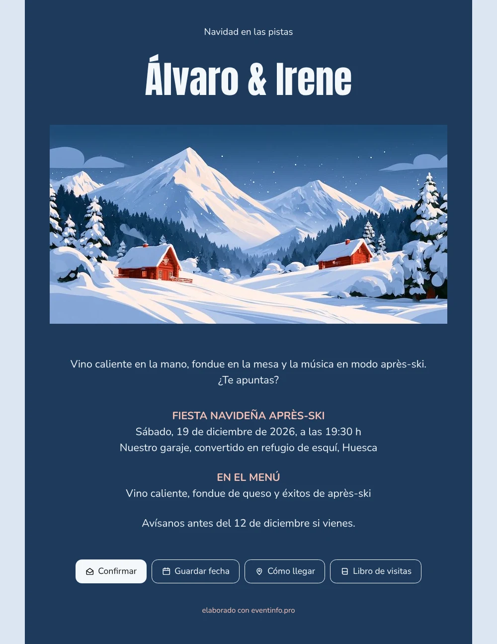 Enviar una invitación navideña estilo refugio &ndash; ejemplo 1
