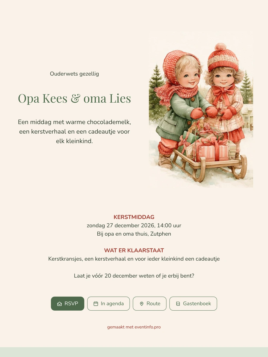 Verstuur een aquarel kerstuitnodiging naar de kleinkinderen