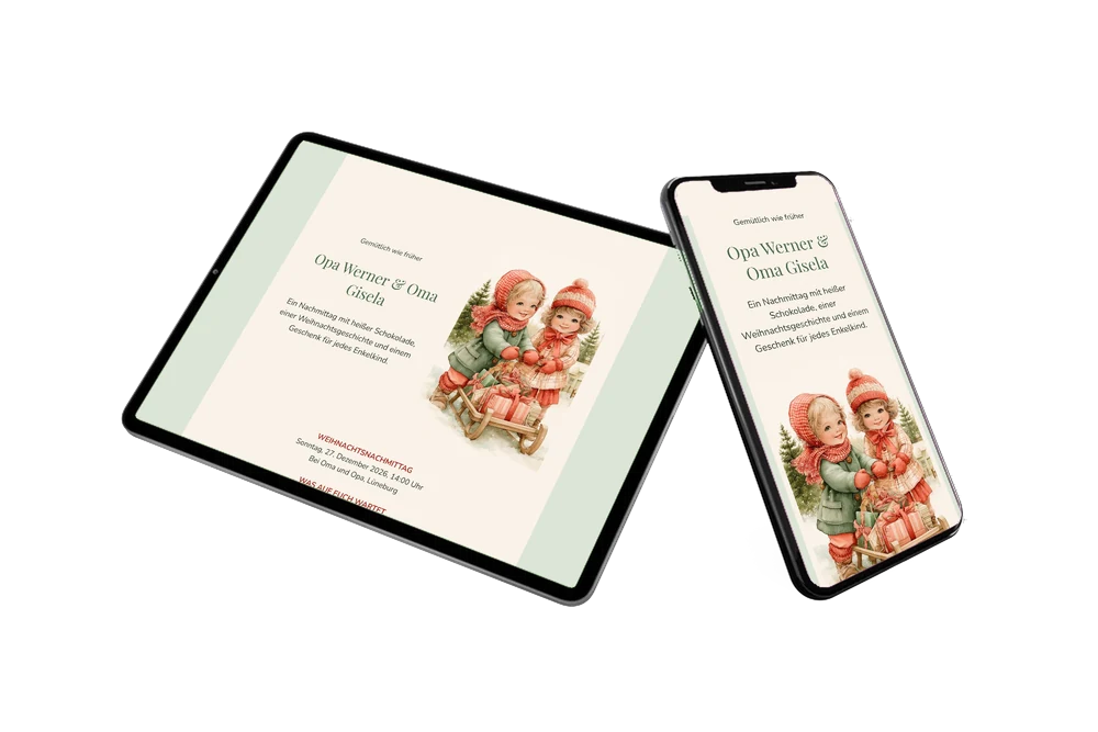 Weihnachtseinladung der Großeltern als Aquarellkarte versenden &ndash; Beispiel 2