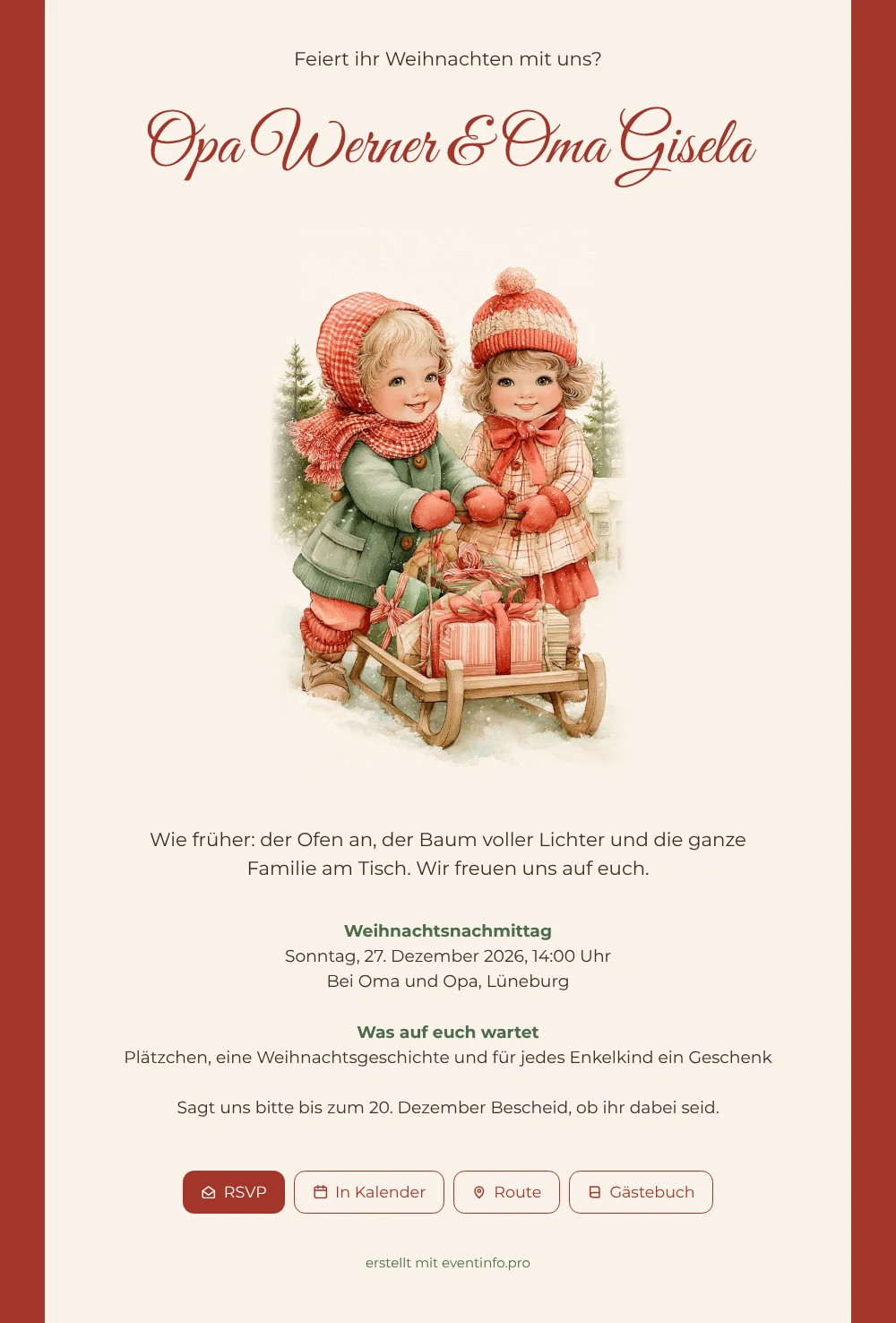 Vintage-Weihnachtskarte der Großeltern online versenden &ndash; Beispiel 1