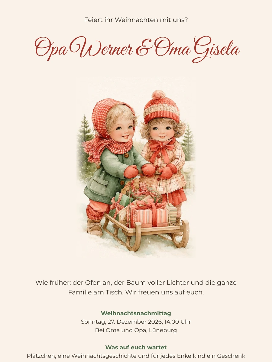 Vintage-Weihnachtskarte der Großeltern online versenden