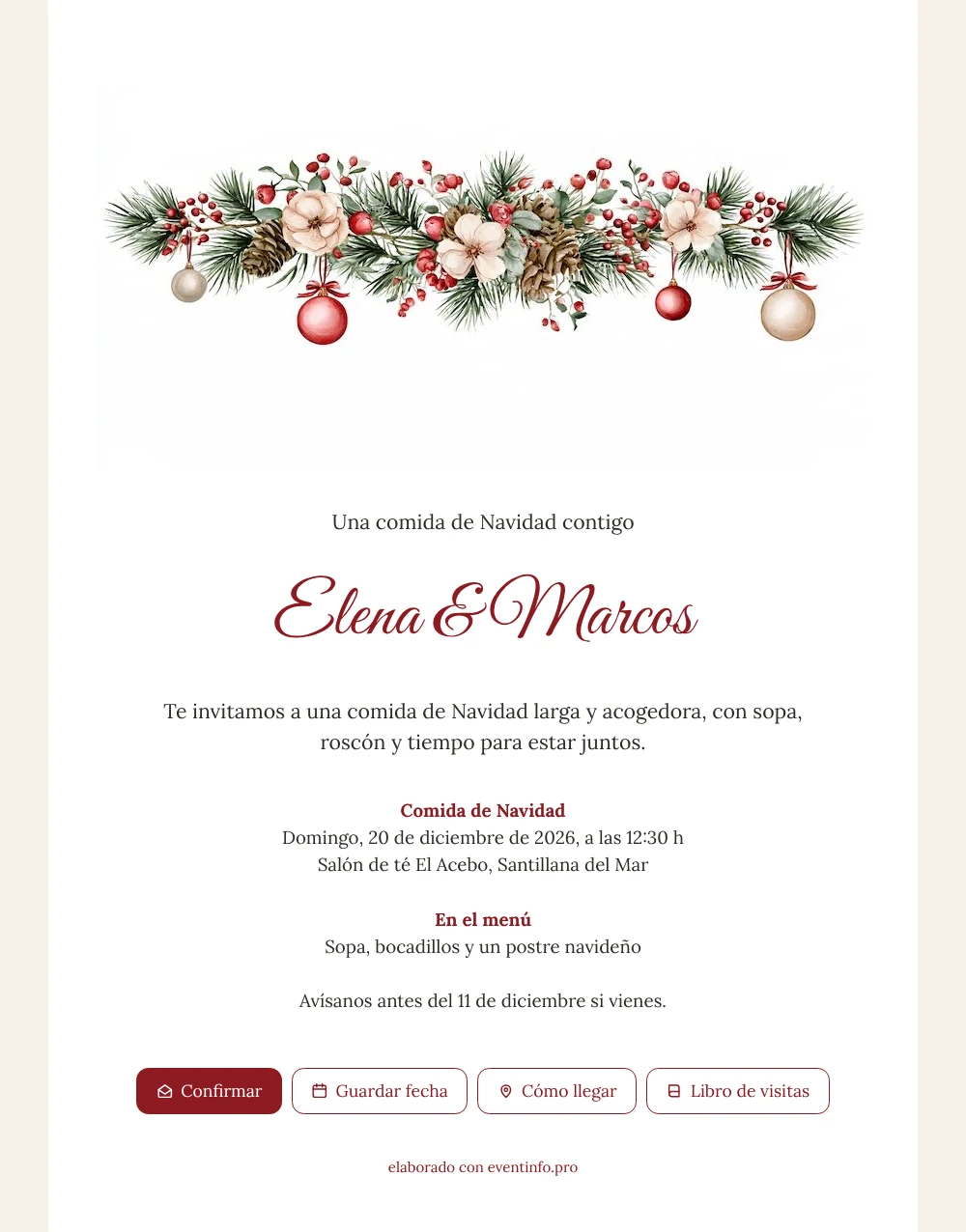 Enviar una invitación con bolas y bayas &ndash; ejemplo 1