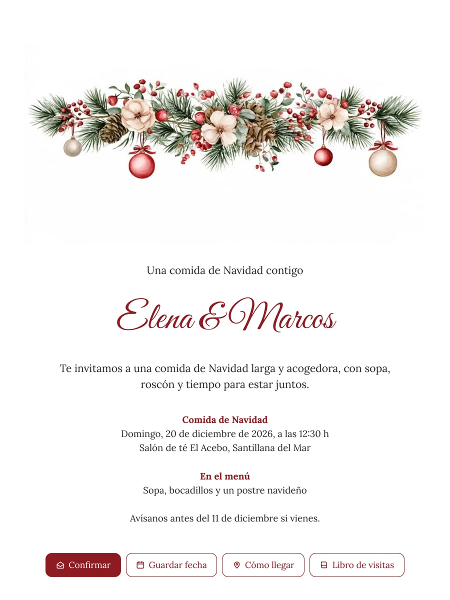 Enviar una invitación con bolas y bayas