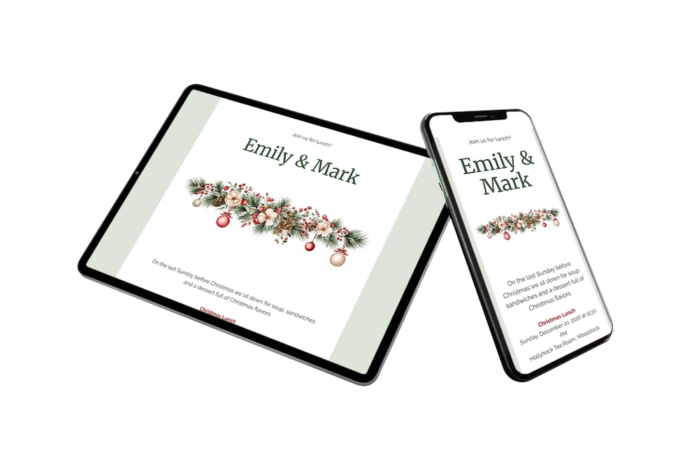 Make a berry garland Christmas lunch card &ndash; example 2