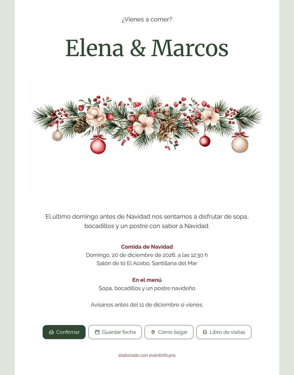 Enviar una mesa navideña con piñas &ndash; ejemplo 1