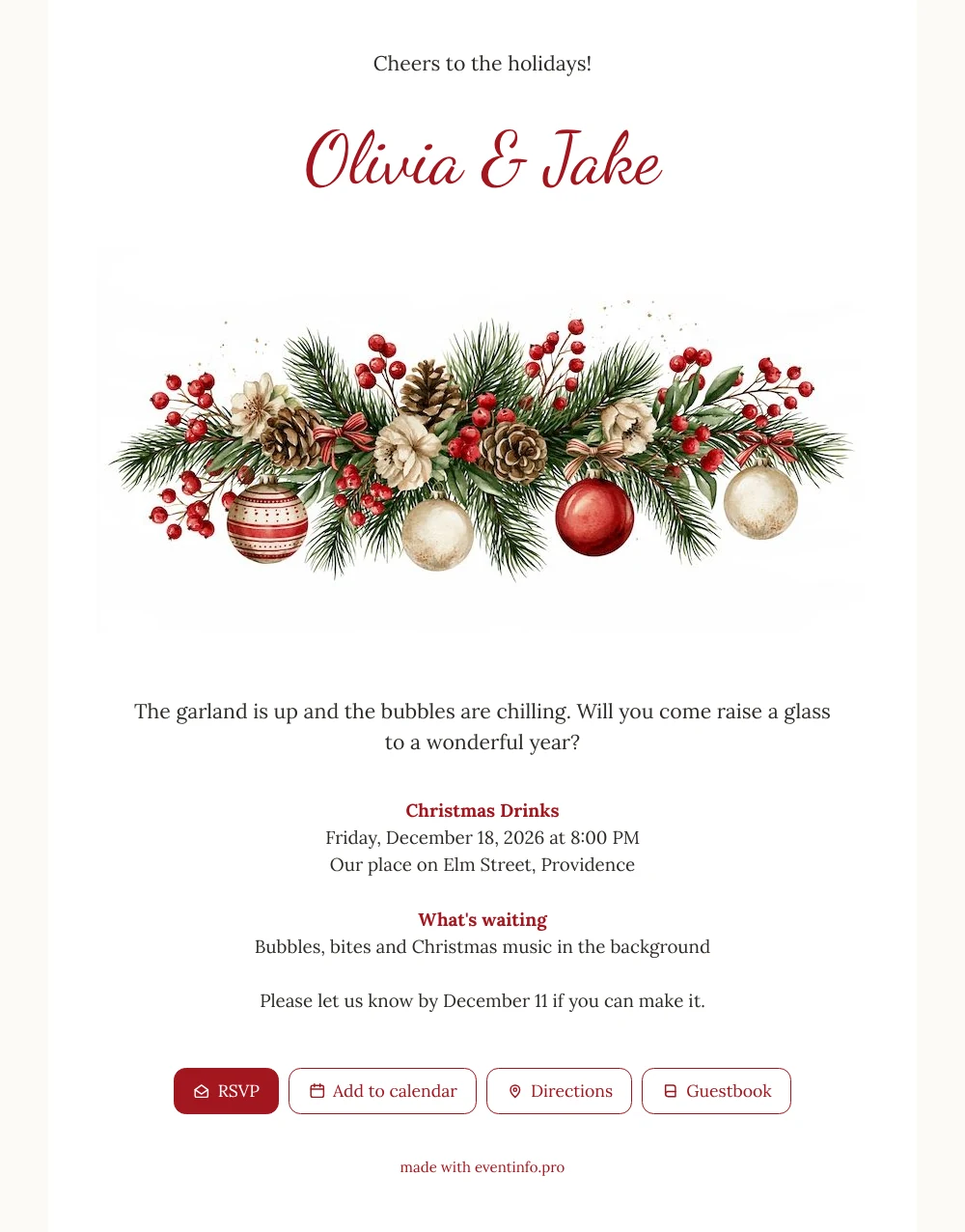 Make a bauble and berry garland card &ndash; example 1