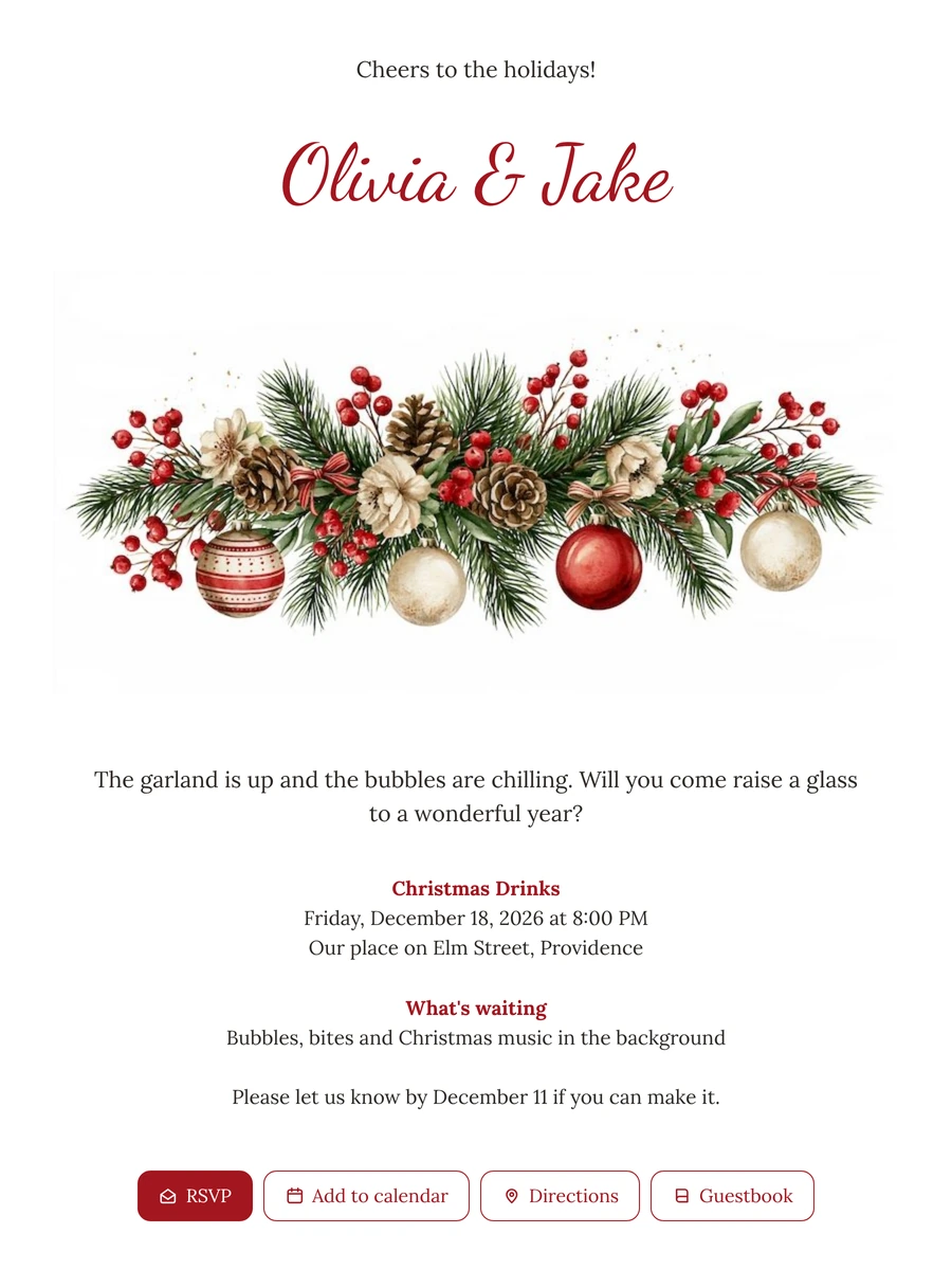 Make a bauble and berry garland card