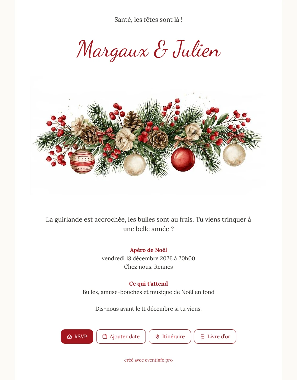 Envoyer une carte festive aux baies rouges &ndash; exemple 1