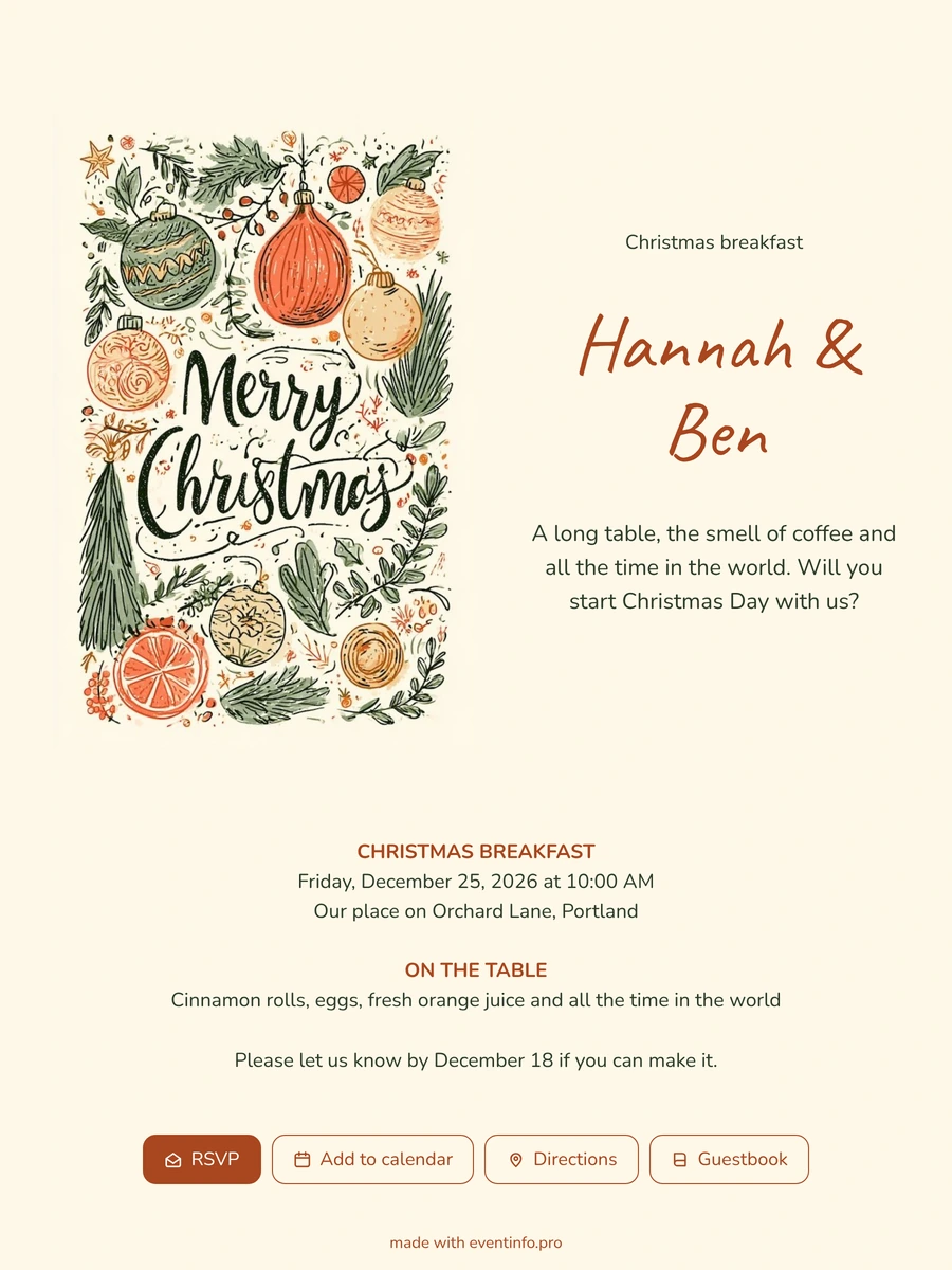 Make a Christmas morning card with baubles