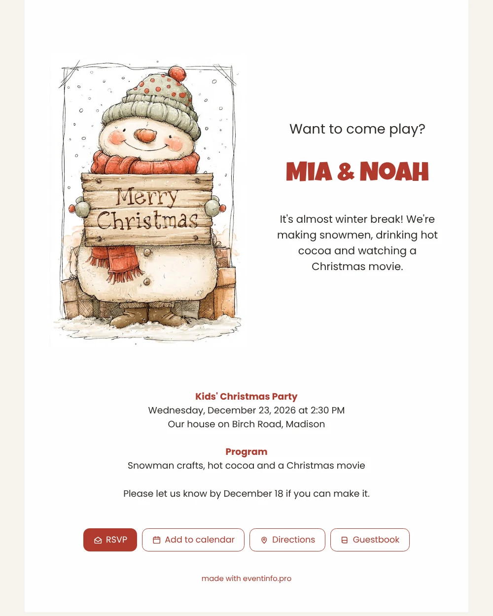 Make a snowman Christmas card for children &ndash; example 1