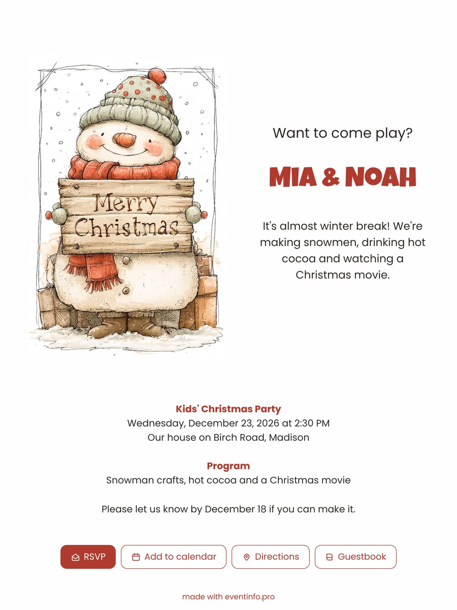 Make a snowman Christmas card for children