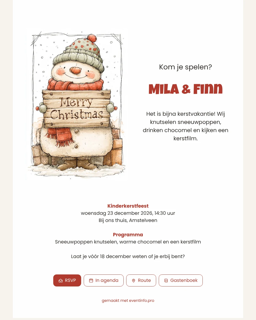 Kerstkaart met sneeuwpop voor kinderen maken &ndash; voorbeeld 1