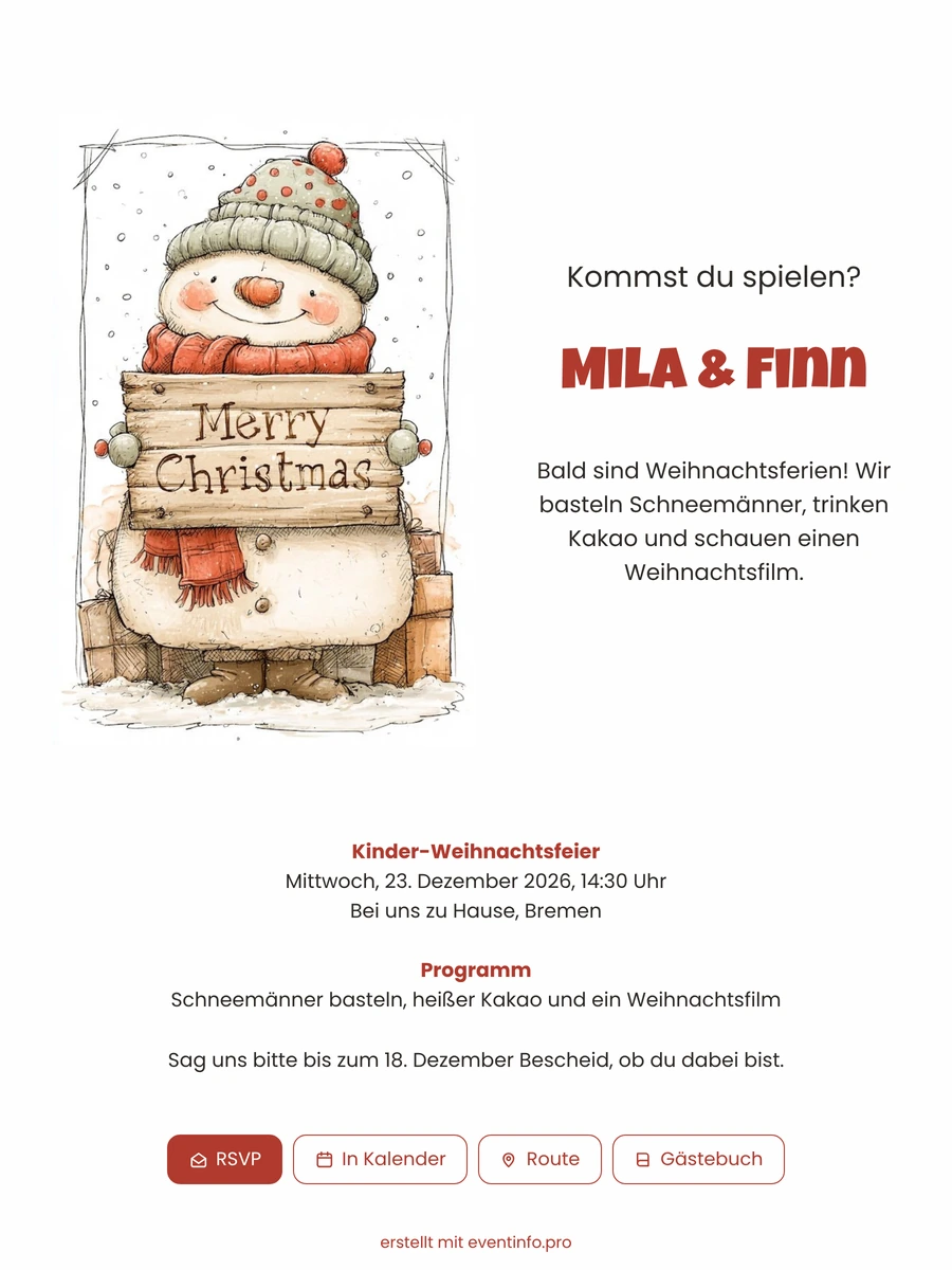 Weihnachtskarte mit Schneemann für Kinder gestalten
