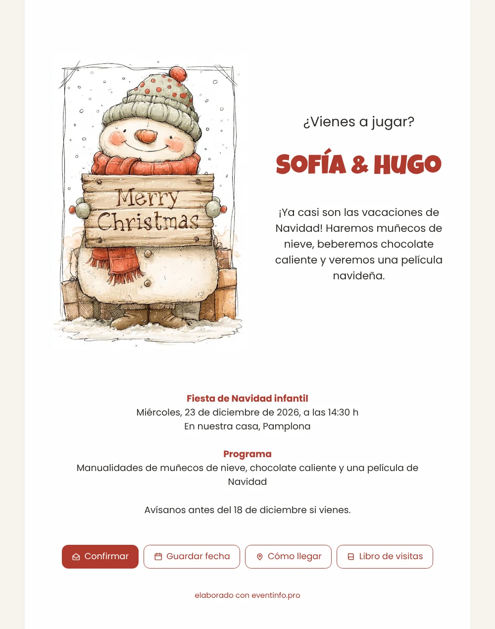 Enviar una tarjeta con muñeco de nieve &ndash; ejemplo 1