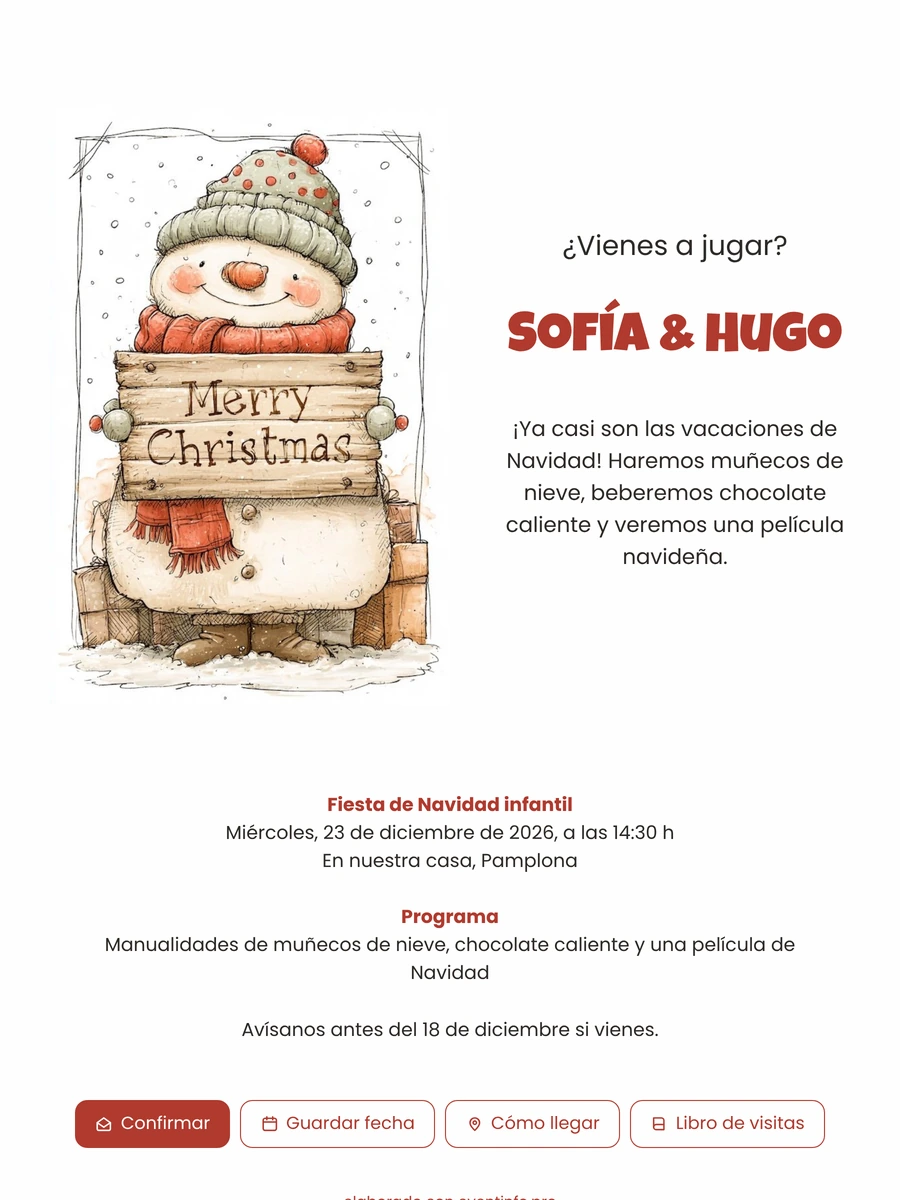 Enviar una tarjeta con muñeco de nieve