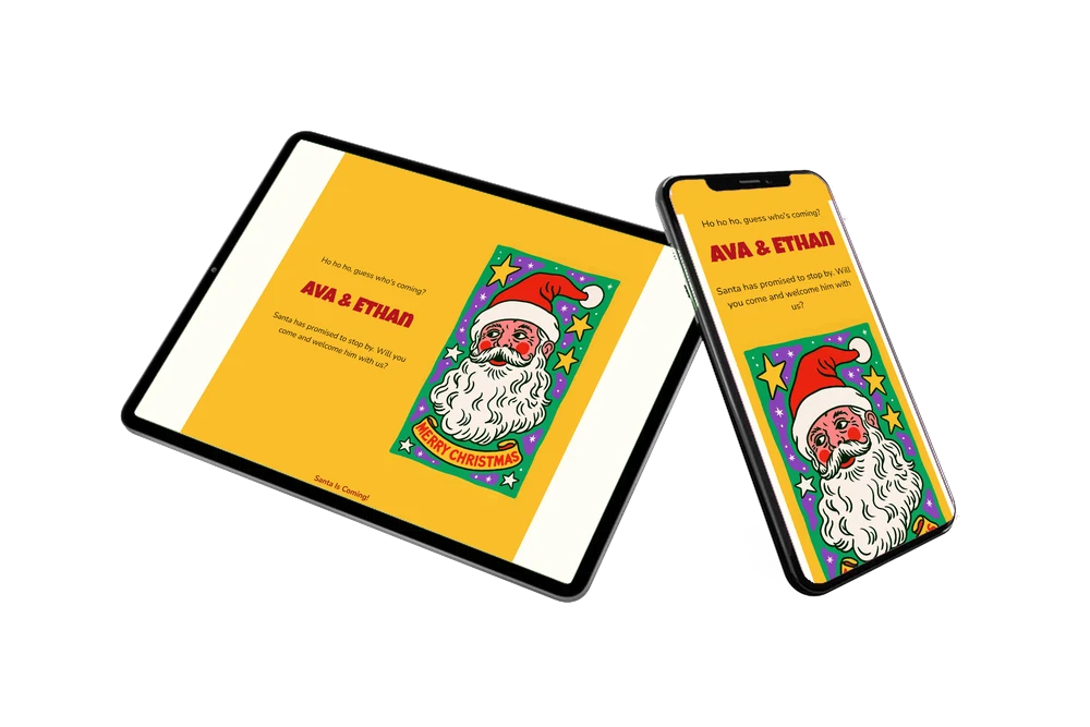 Yellow-bordered Merry Christmas card for children &ndash; example 2