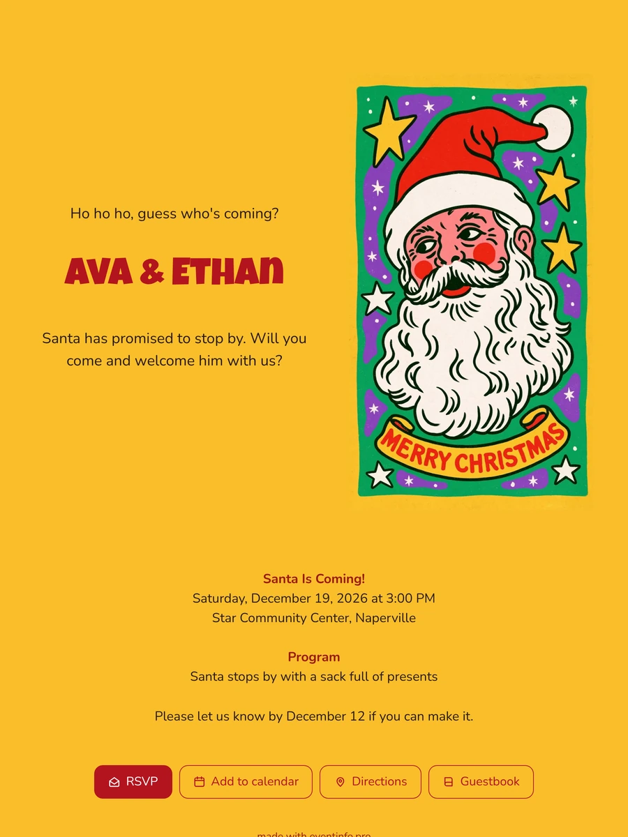 Yellow-bordered Merry Christmas card for children
