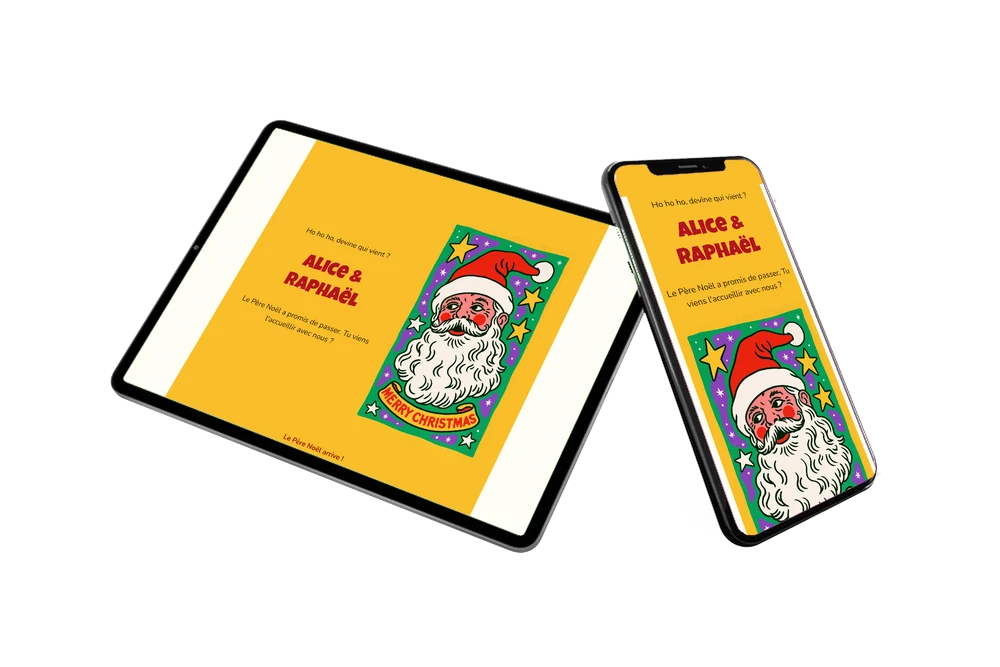 Carte de Noël jaune et verte &ndash; exemple 2