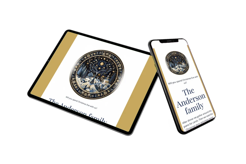 Send a gold-framed nativity invitation &ndash; example 2
