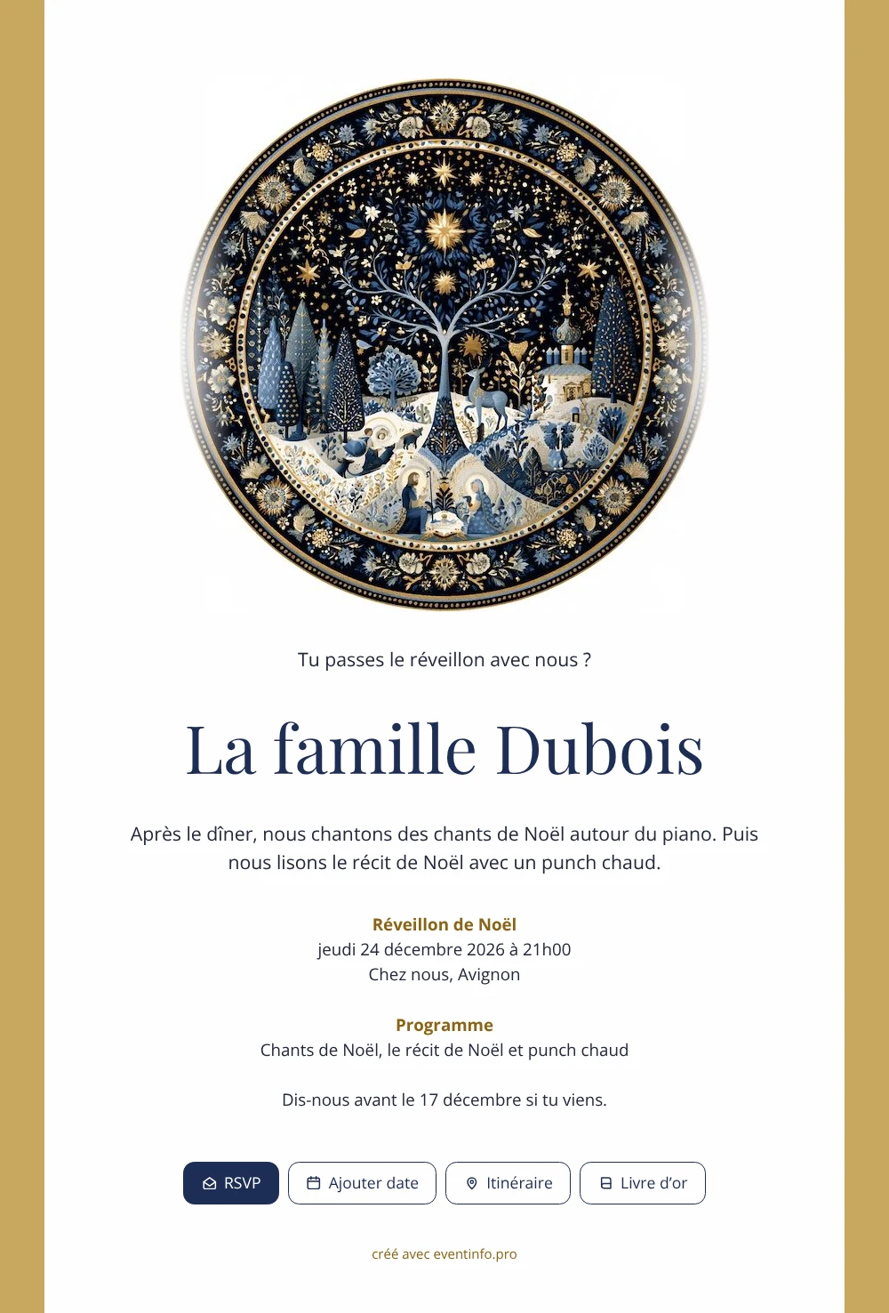 Envoyer une carte de crèche en médaillon &ndash; exemple 1