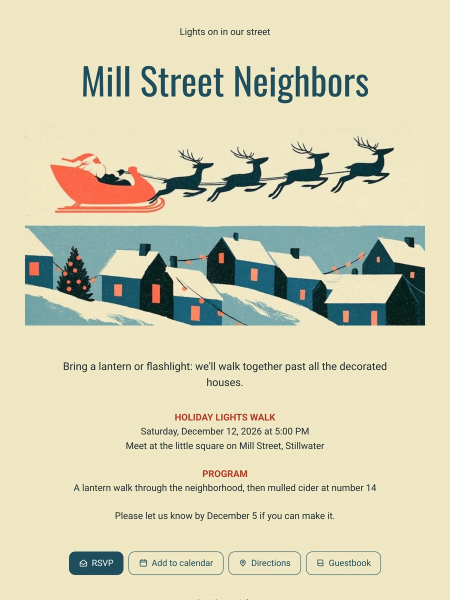 Send a street Christmas card with reindeer