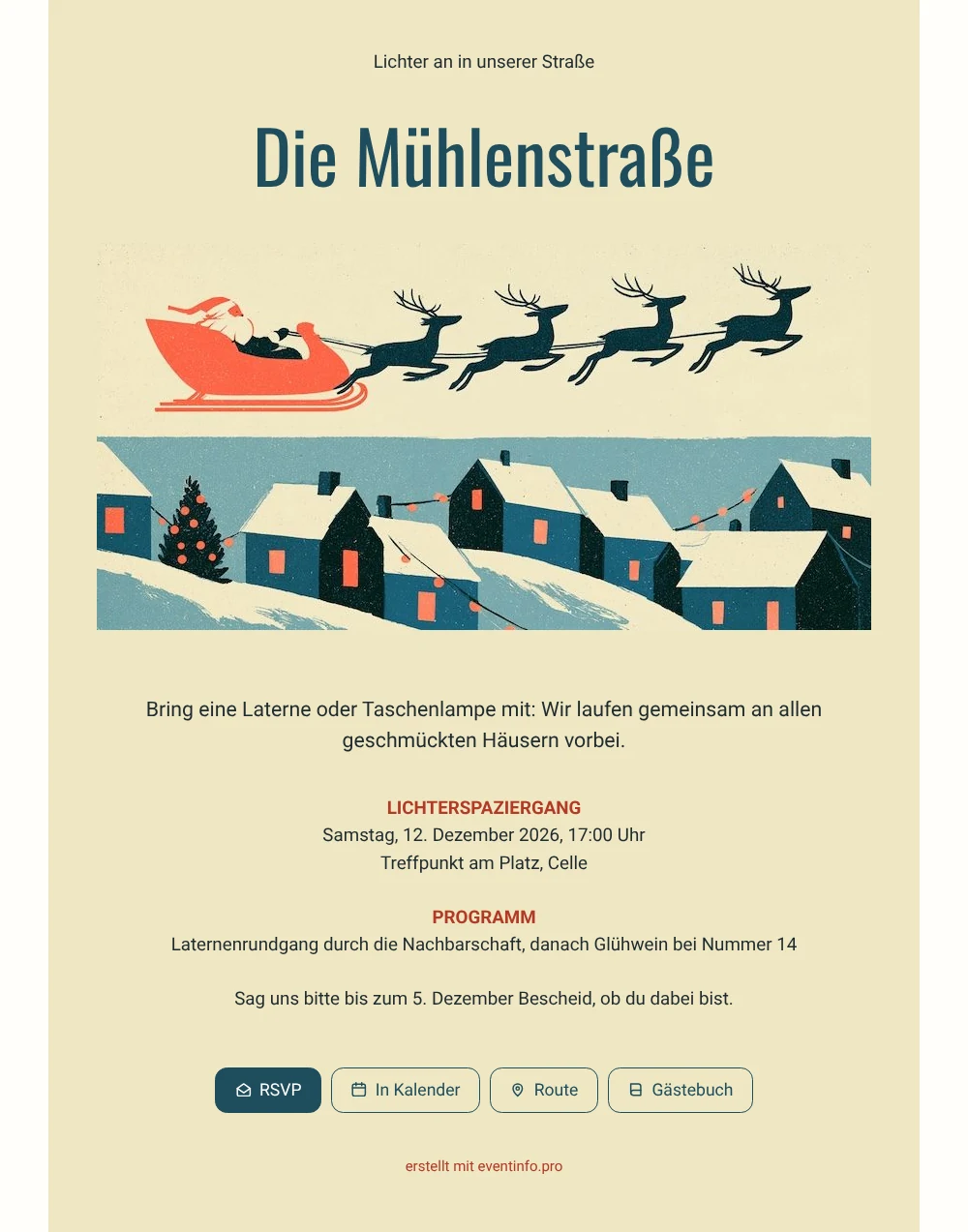 Weihnachtskarte mit Rentieren für die Straße versenden &ndash; Beispiel 1