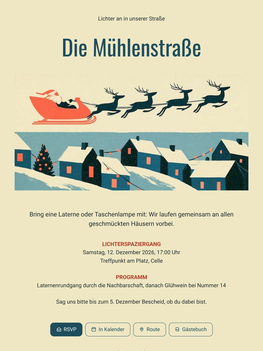 Weihnachtskarte mit Rentieren für die Straße versenden