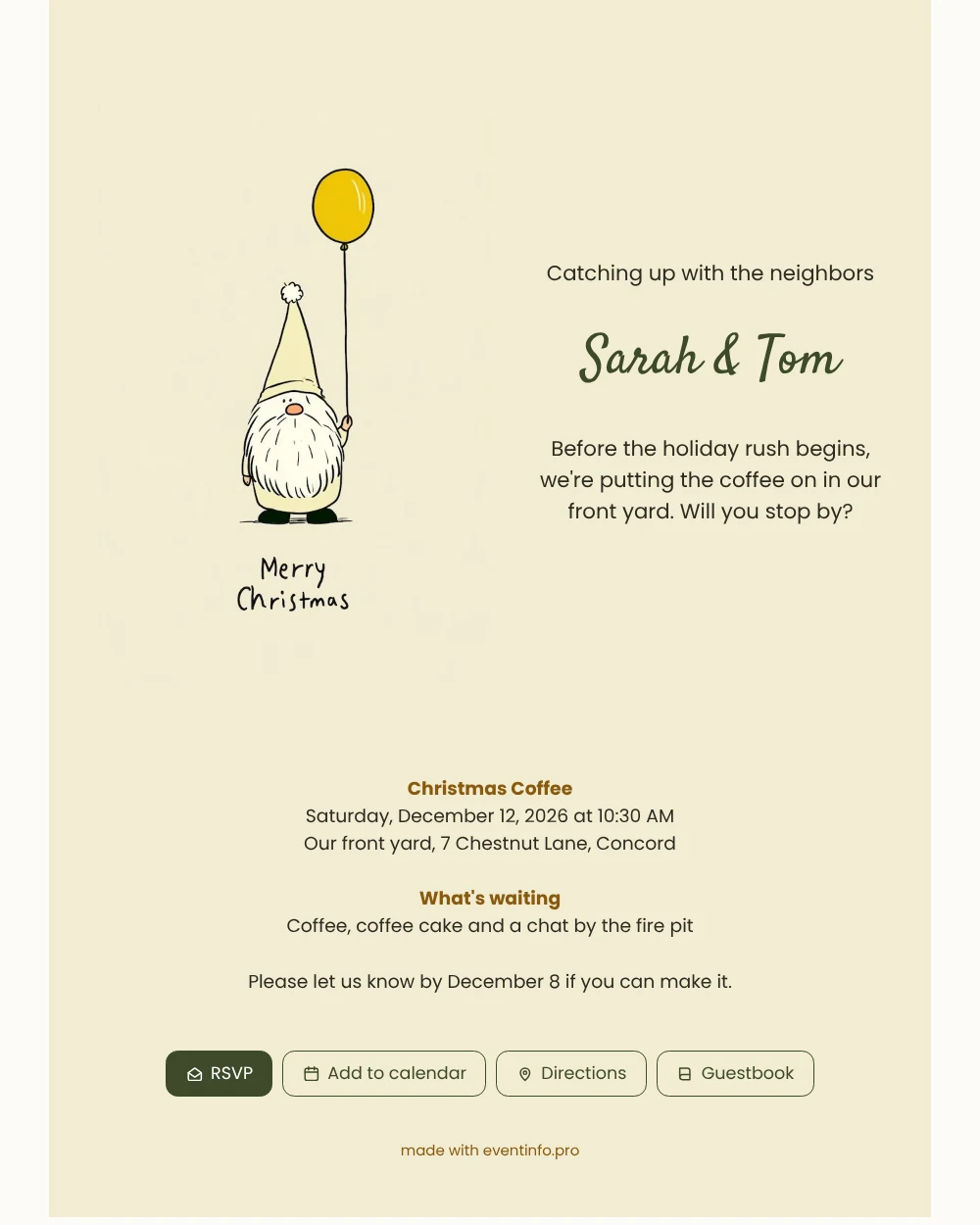 Send a simple gnome Christmas coffee card &ndash; example 1
