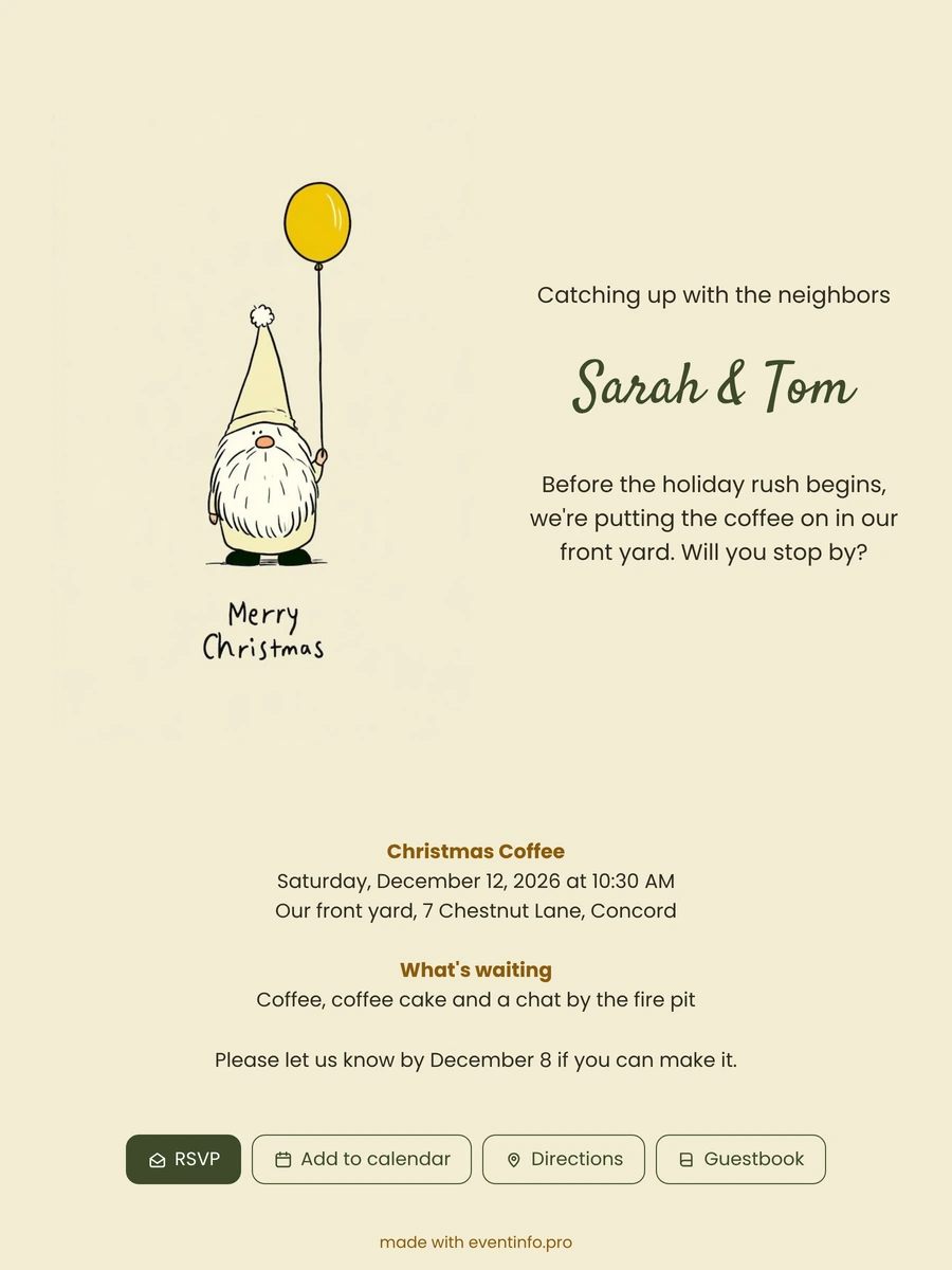 Send a simple gnome Christmas coffee card