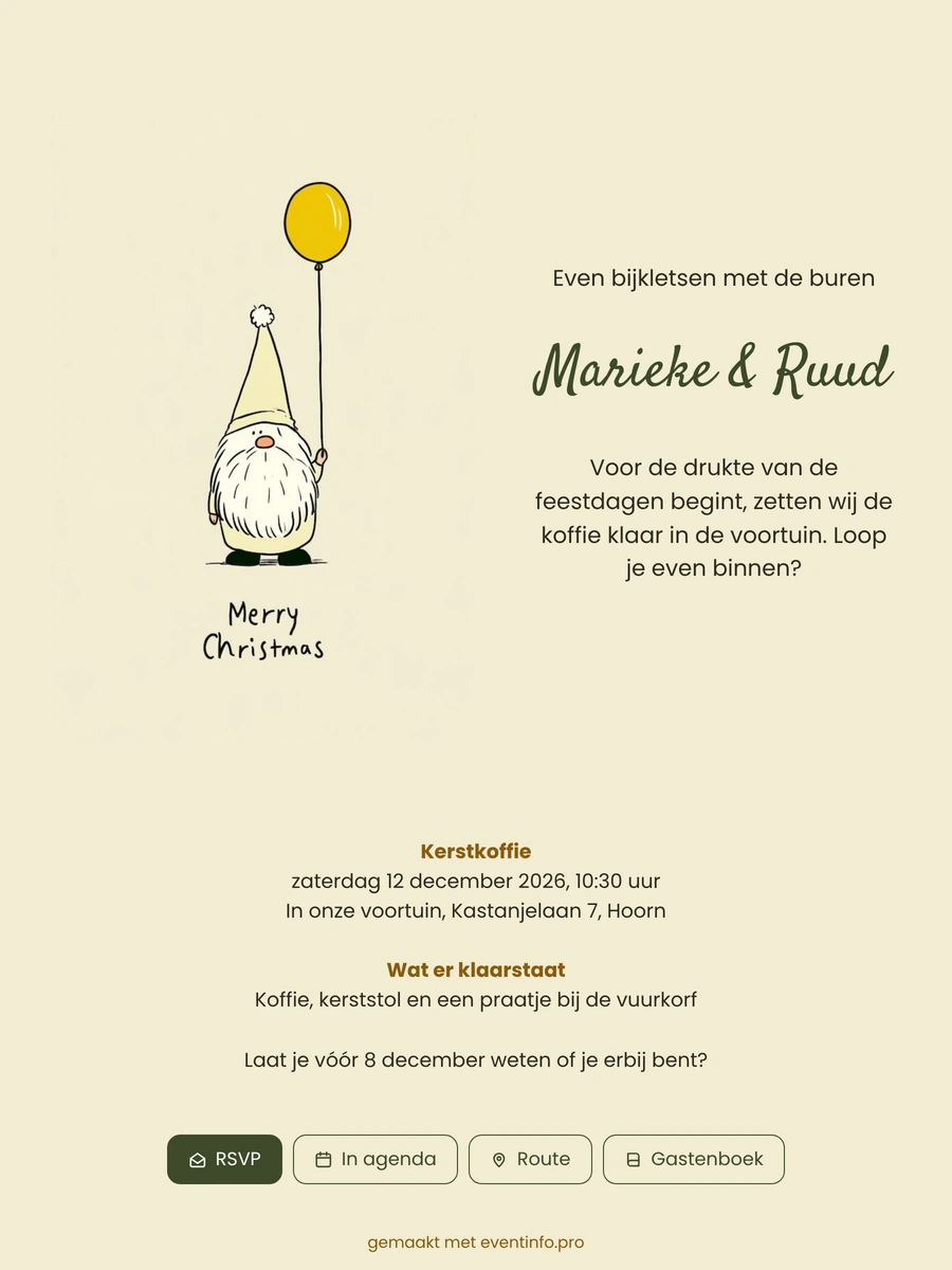 Verstuur een eenvoudige kabouterkaart met kerstkoffie
