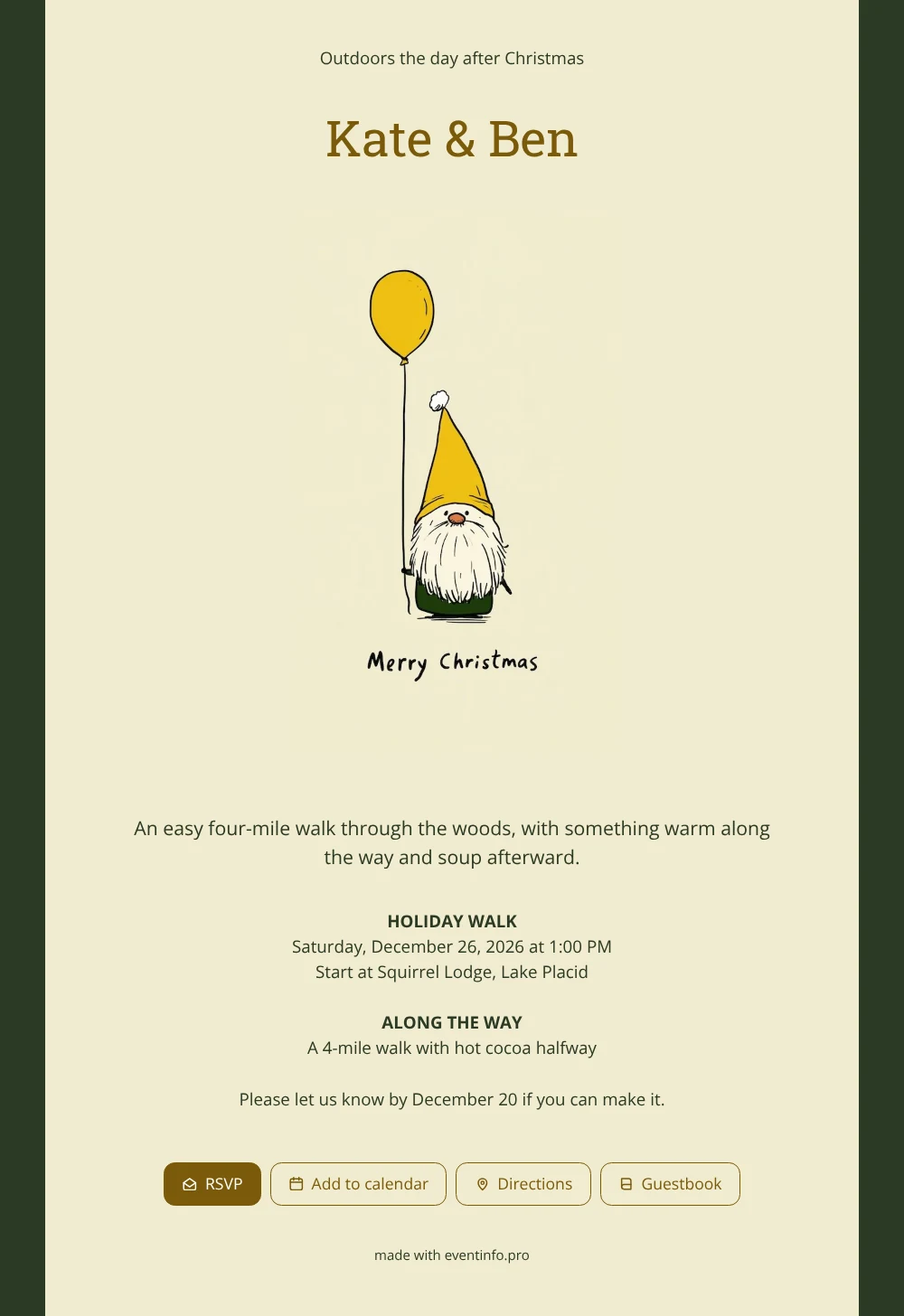 Send a gnome card for a hike &ndash; example 1