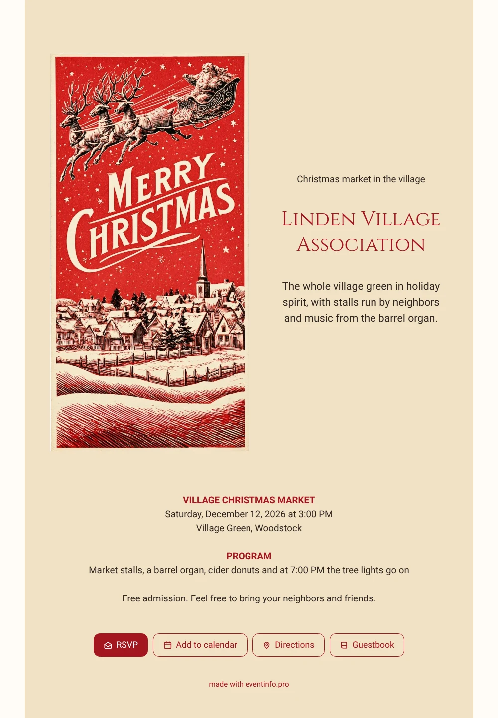 Send a snowy village market card &ndash; example 1