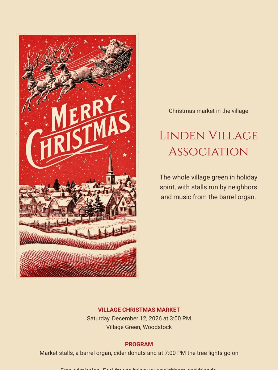Send a snowy village market card