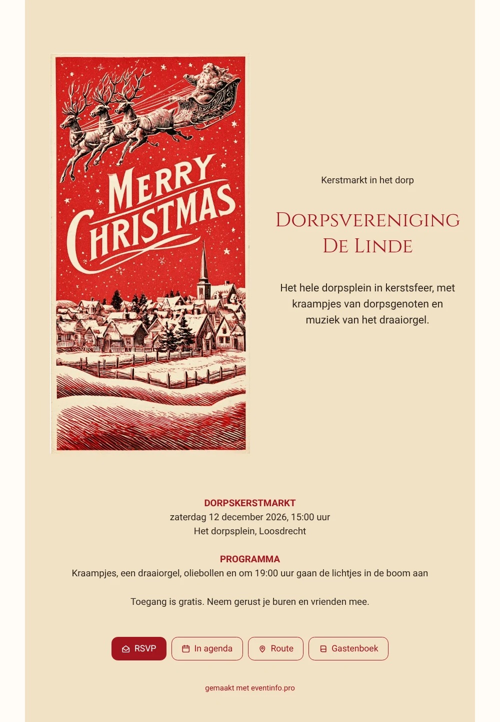 Verstuur een winterse dorpsmarkt-uitnodiging met rendieren &ndash; voorbeeld 1