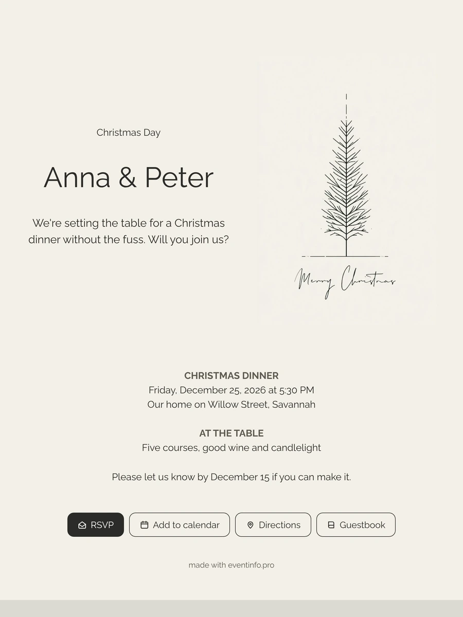 Send a hand-lettered Merry Christmas dinner invite