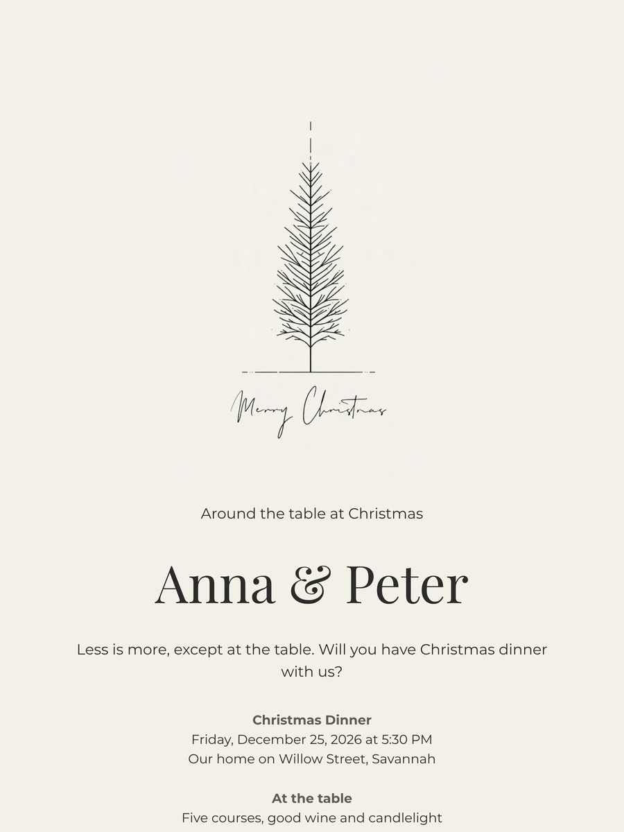 Send a cream and charcoal dinner card