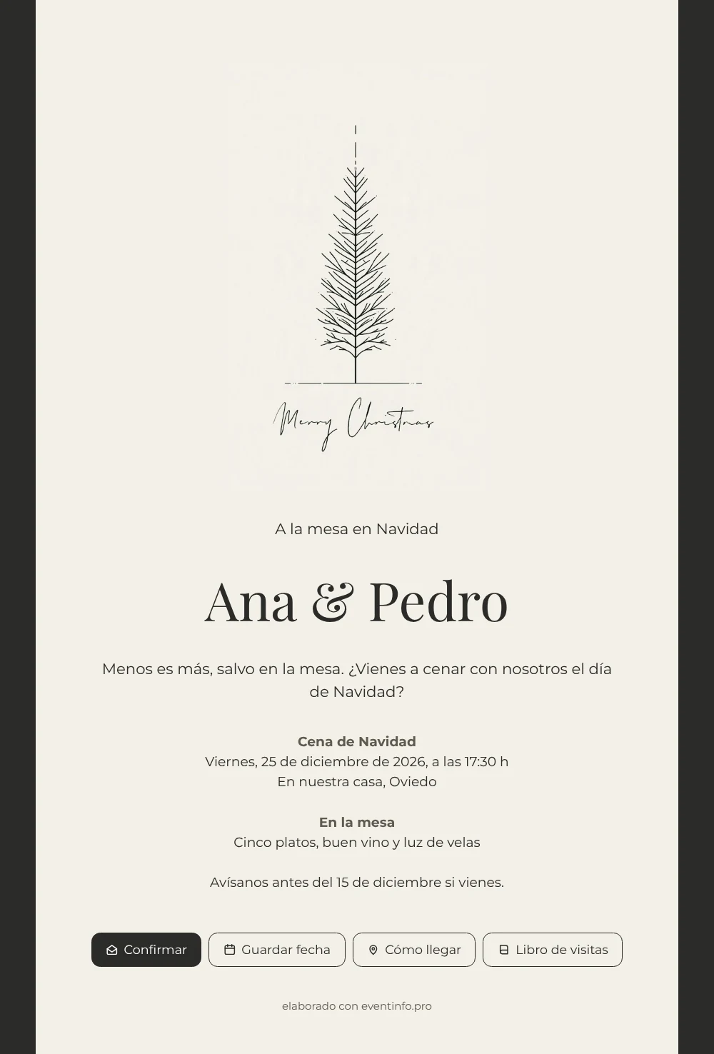 Enviar una invitación en crema y antracita &ndash; ejemplo 1
