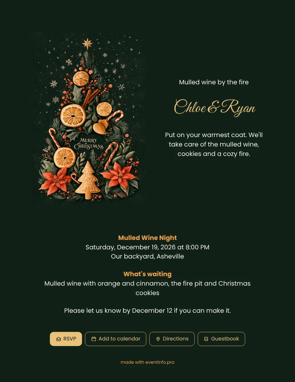 Send a cozy fire pit party invitation &ndash; example 1