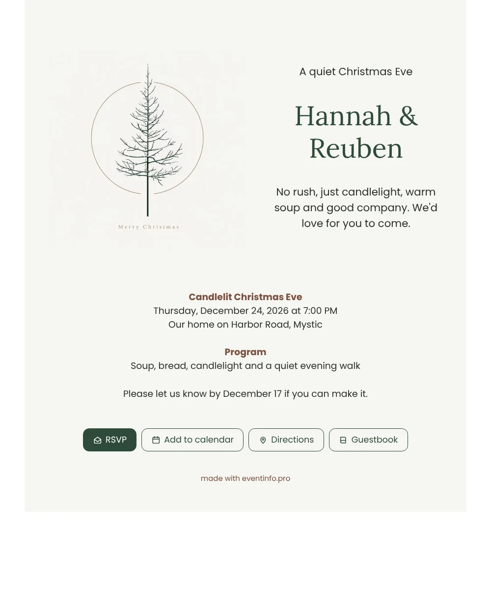 Make a candlelit Christmas Eve invitation online &ndash; example 1