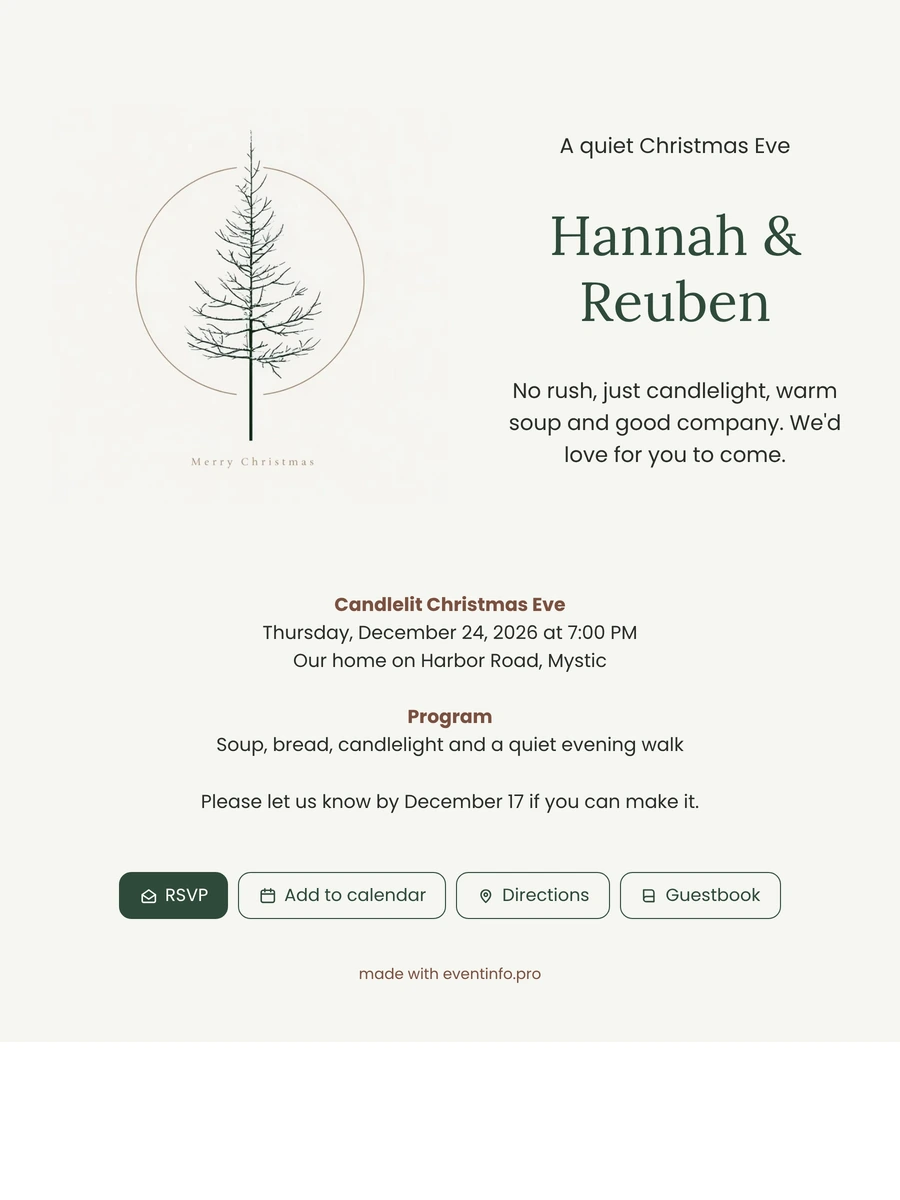 Make a candlelit Christmas Eve invitation online