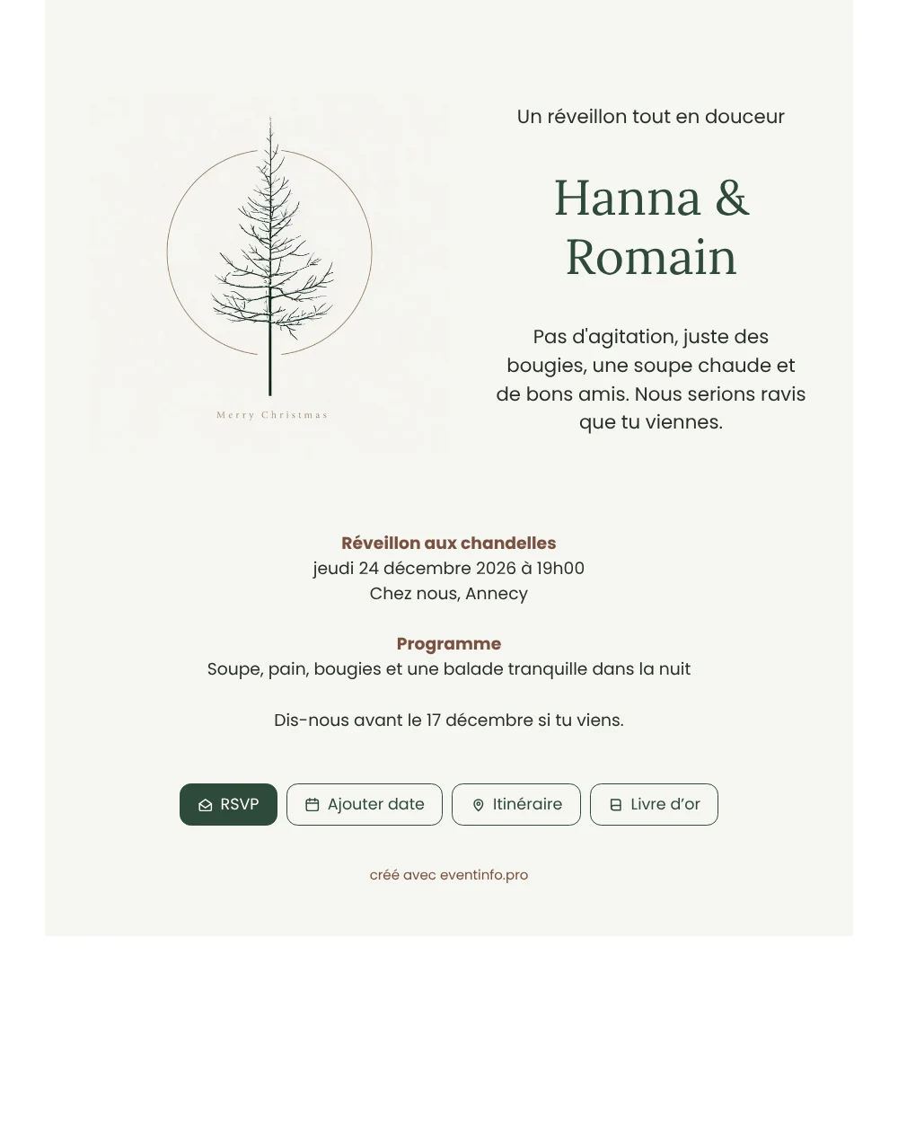 Envoyer une invitation de réveillon aux chandelles &ndash; exemple 1