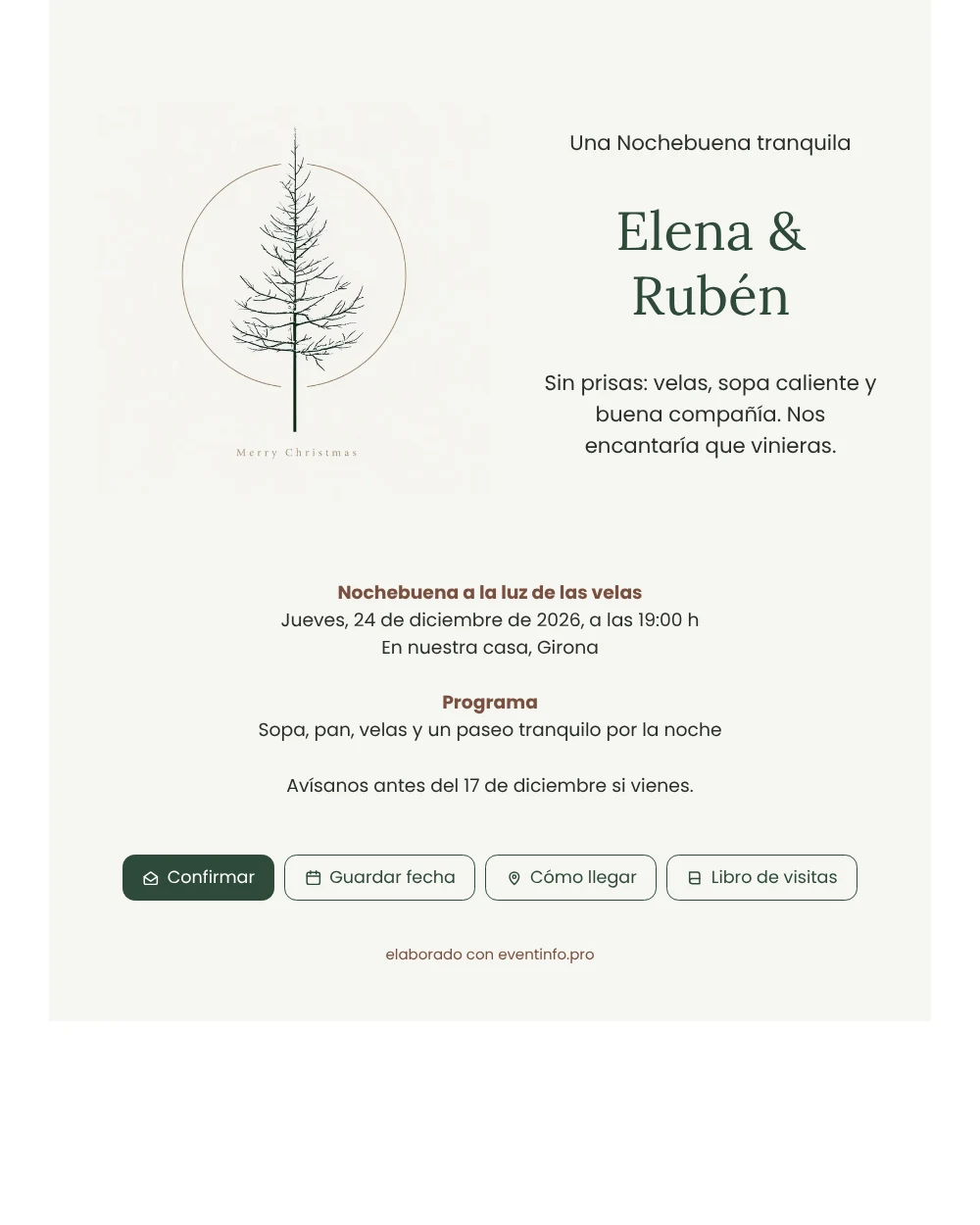 Enviar invitación de Nochebuena con velas &ndash; ejemplo 1